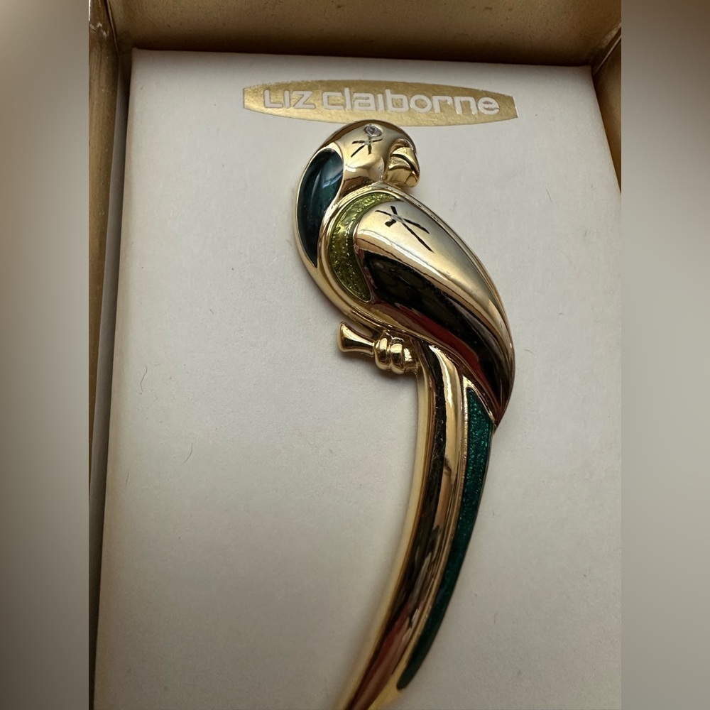 Liz Claiborne Vintage Parrot Brooch in Original Box